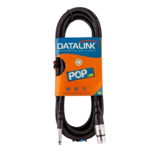 Cabo POP p/ Microfone Desbalanceado P10-XLR(f) Preto Injetado L=7 m