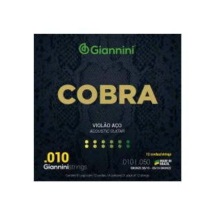 ENCORDOAMENTO VIOLÃO AÇO 12 CORDAS BRONZE - GIANNINI COBRA 85/15 GEEF12M 010