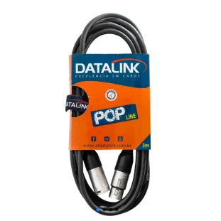 Cabo POP p/ Microfone Balanceado XLR(m)-XLR(f) Preto Injetado  L=10 m