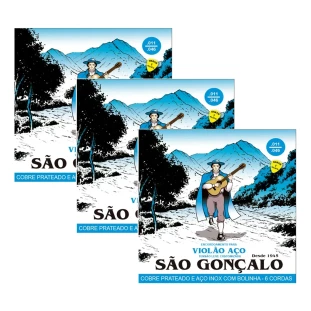 3 ENCORD. VIOLÃO AÇO PRATA COM BOLINHA 125 - SÃO GONÇALO
